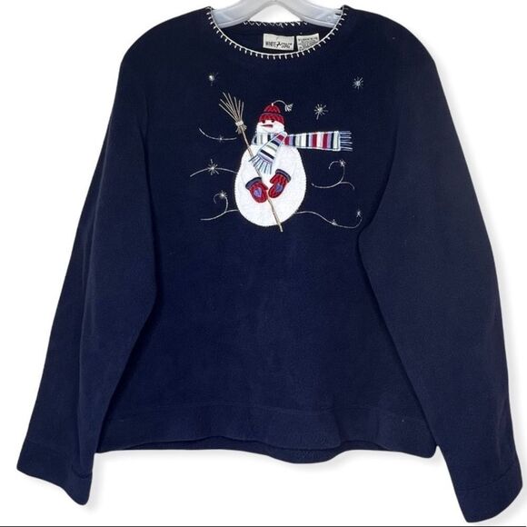 Vintage White Stag Pullover Christmas Snowman Shirt - Picture 1 of 6